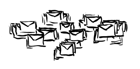 Dessin d’enveloppes représentant des messages électroniques ou mails