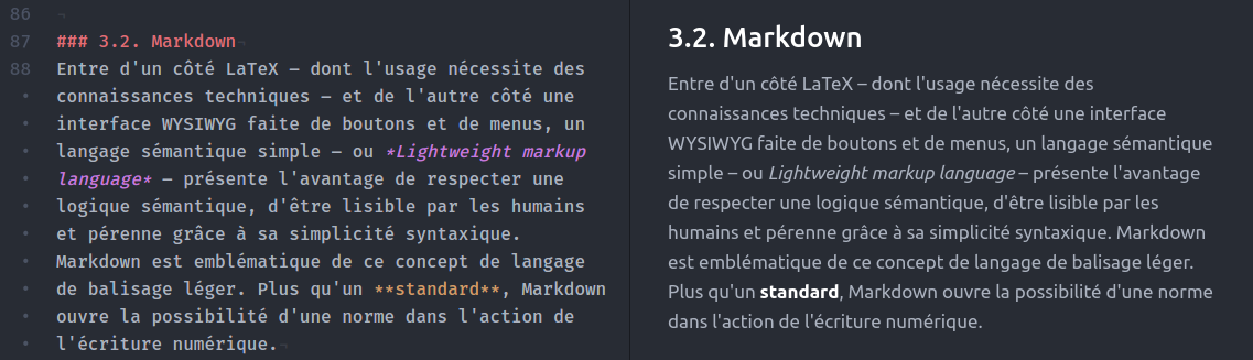 Figure 4&nbsp;: texte au format Markdown et correspondance graphique