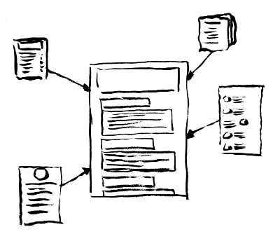 Schéma représentant une lettre d&rsquo;information avec ses différentes sources d&rsquo;information