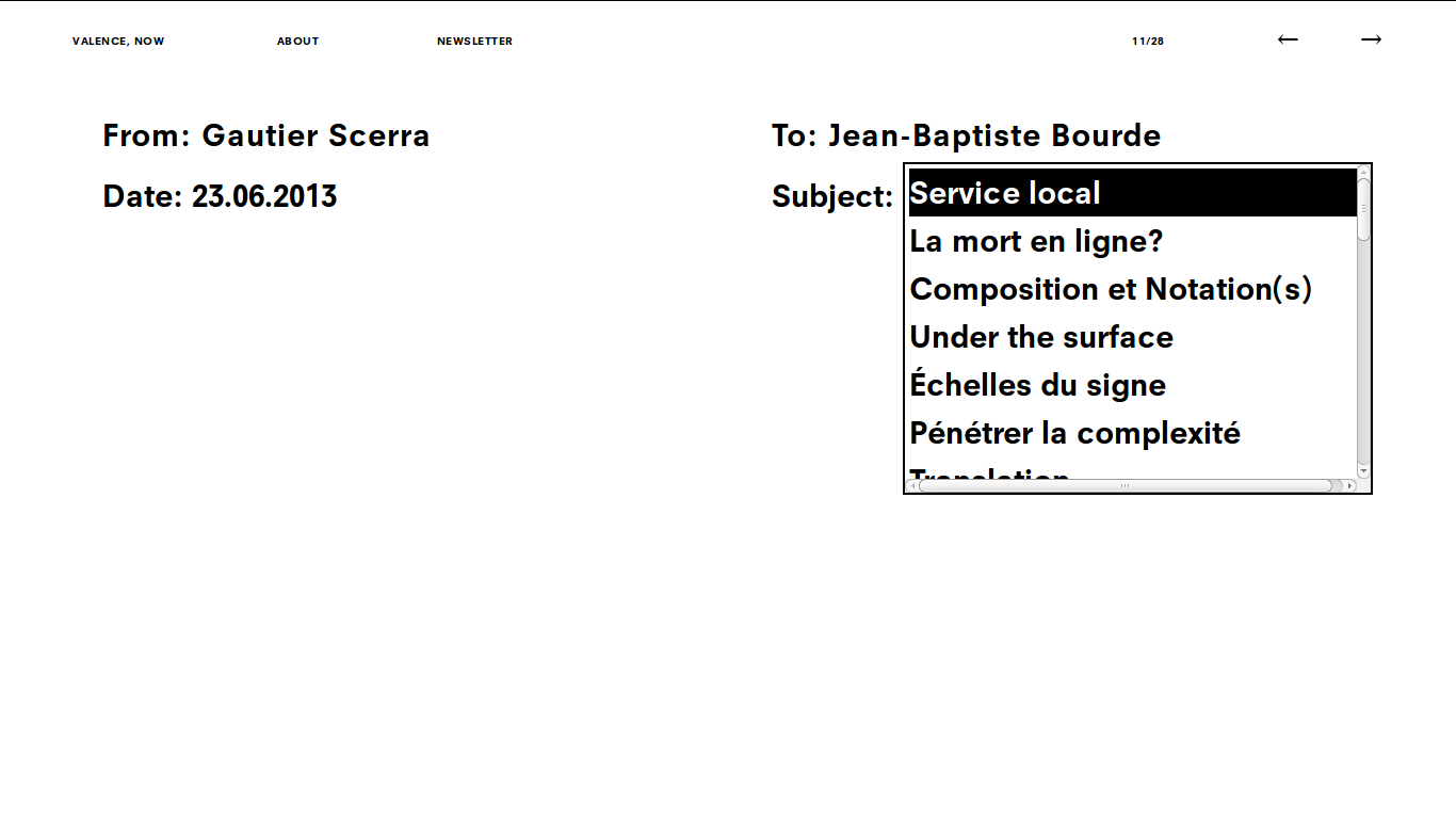 Capture d&rsquo;écran du menu du site From—To
