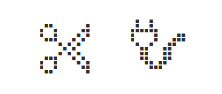 Emoji représentant des ciseaux prêts à couper et une prise électrique